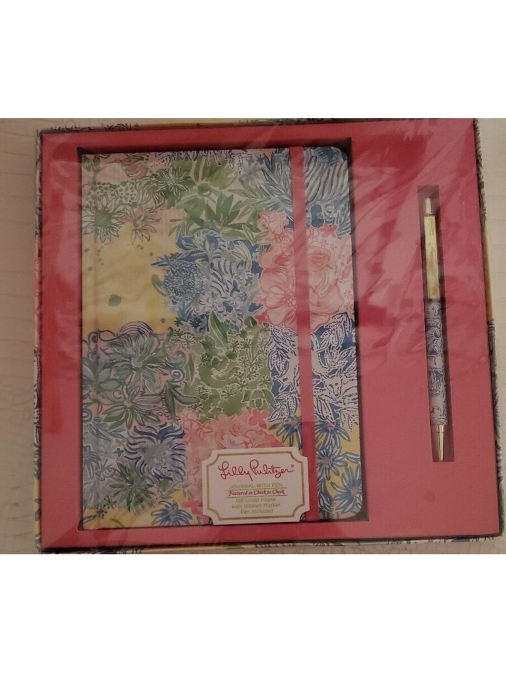 LILLY PULITZER JOURNAL WITH BLACK INK PEN 128 LINED PAGES WITH RIBBON MARKER NEW